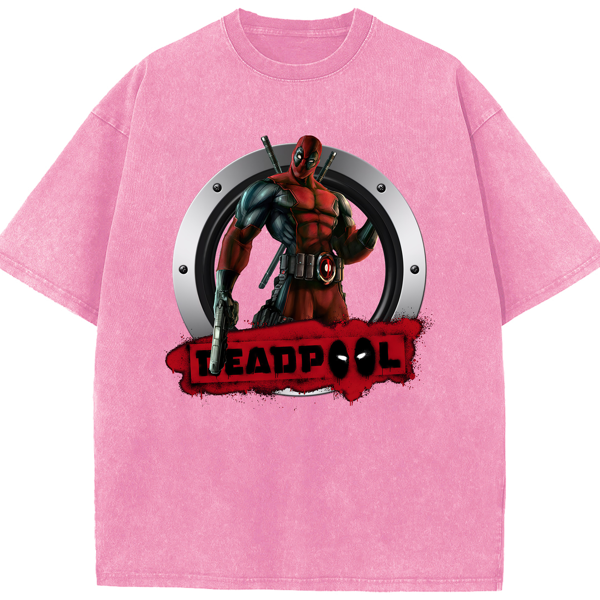 （画像用） Deadpool デッドプール 綿100% ヴィンテージ風 半袖Tシャツ（フロントプリント）